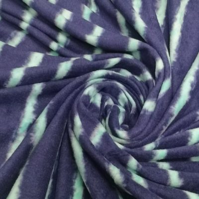 Antipil Fleece - Soft Cuddle Plush (Rustic Blue and Mint Stripes)