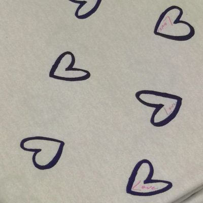 Cotton Lycra 220gms - (Imported) - Hand Drawn Hearts on Beige