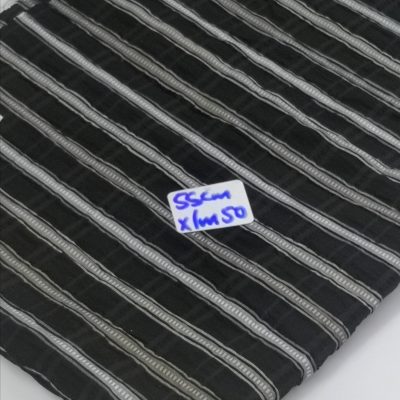 DESTASH - 100% Cotton Woven (55cm x 1m50) Grey Rustic Stripes on Black