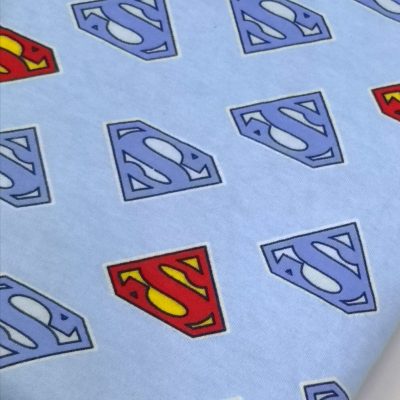 Cotton Knit - Superman on Light Blue