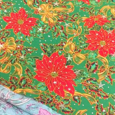 Christmas Woven - (Poly-Cotton) Red, Green & Gold