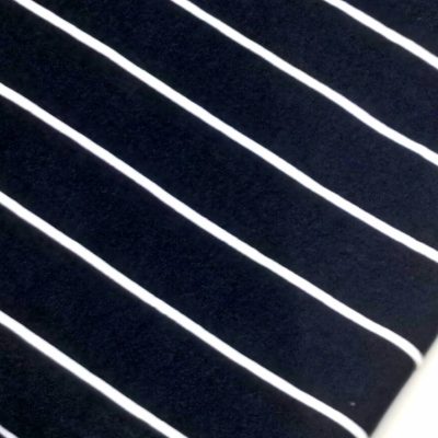 Cotton Knit - Navy Blue with White Pinstripes