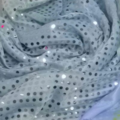 DESTASH - Precut Sequence Chiffon (1meter x 1m60) Light Blue with Silver Sequence