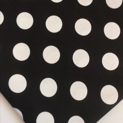 Cotton Knit 100% - Printed Black & White Polkadots