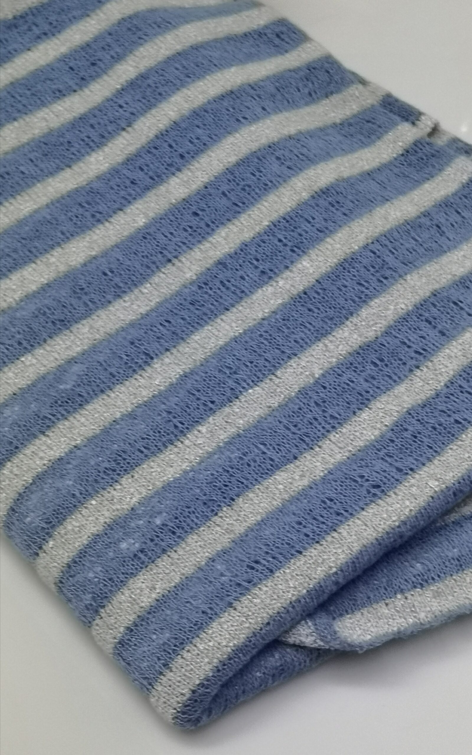 Jersey Knitted – (Cut & Sew) Blue & Grey Stripes | FabricStore