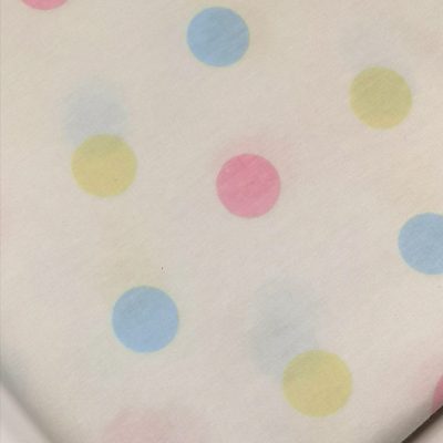 Cotton Knit - Pastel Colour Polkadots on White