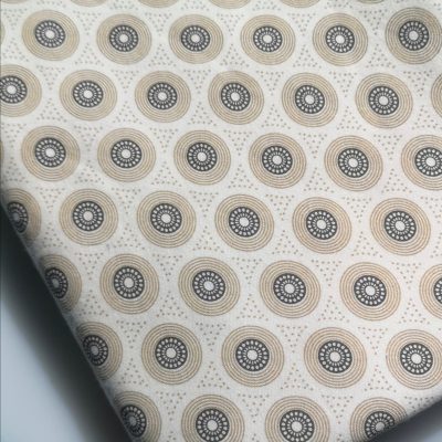Cotton Knit - Printed Circle's on Beige