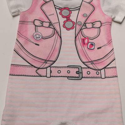 Baby Romper (Woolies) 3-6months Pink Waistcoat Printed