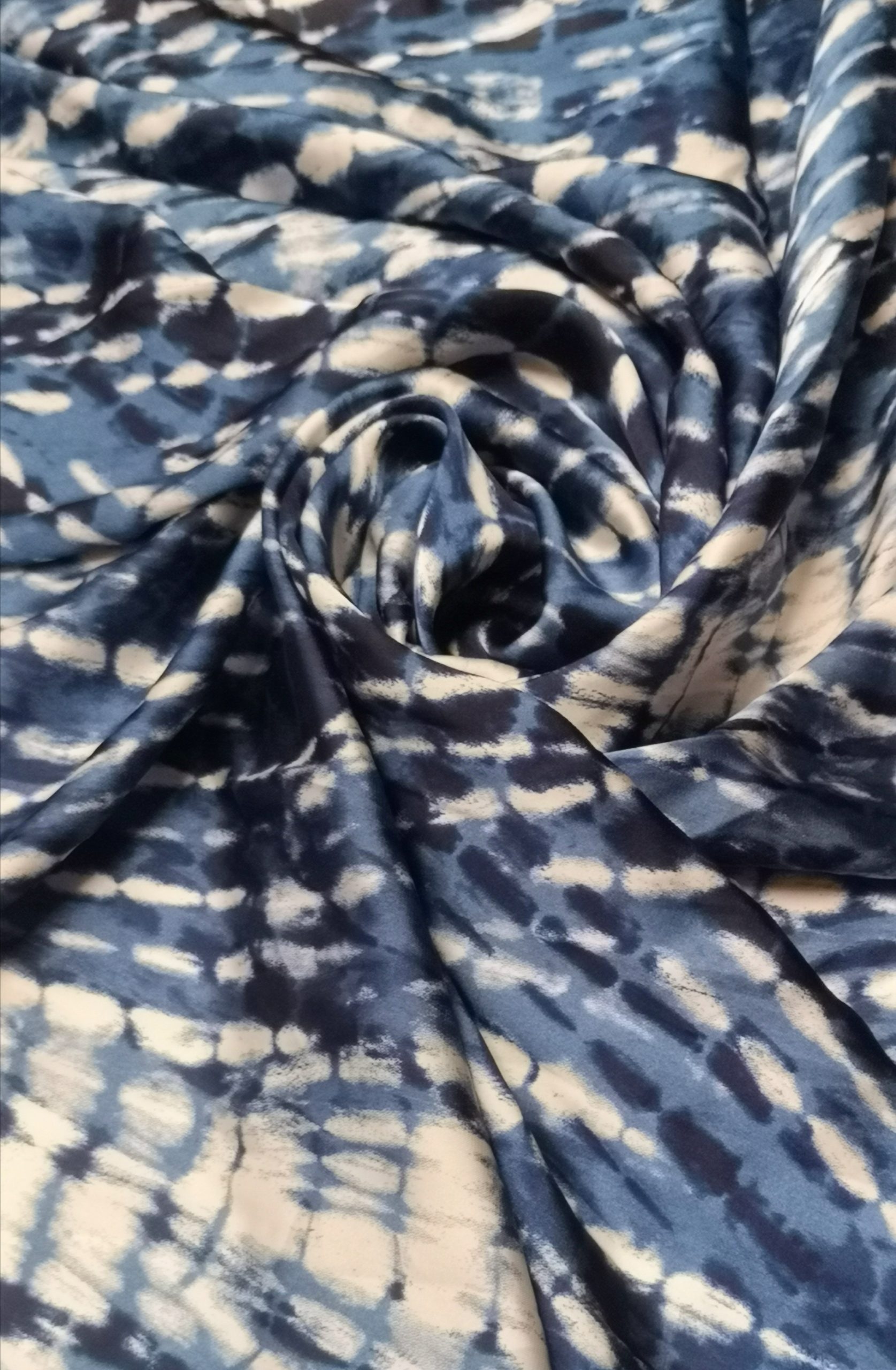 Printed Viscose – Blue Modern Design | FabricStore