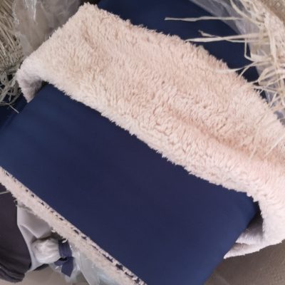 Waterproof Softshell / Sherpa Fleece (Blue Shell, Cream Sherpa Fleece)