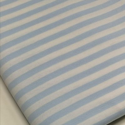 Cotton Knit - (Interlock) Blue & White Stripes