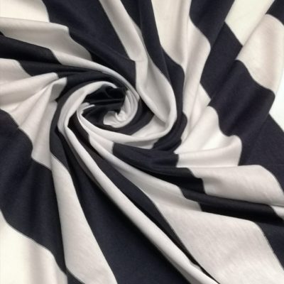 Cotton Knit - Navy & White 50mm Stripes