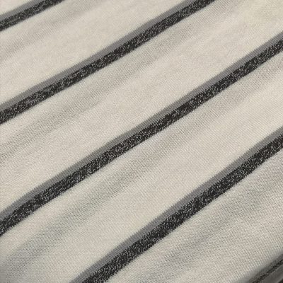 Cotton Knit - Rustic Grey Stripes on White