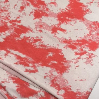 Cotton Lycra 190gms - Tie-Dye (Tangerine) on White