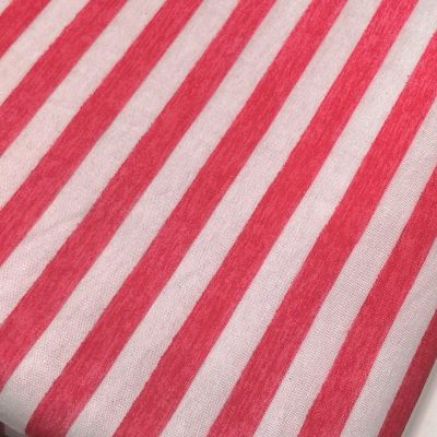 Cotton Knit - Rustic Red Stripes on White