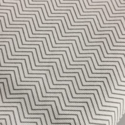 Cotton Knit - (Interlock) Grey Zigzag Stripes on White