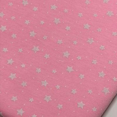 Cotton Knit - Bubblegum Pink with White Stars