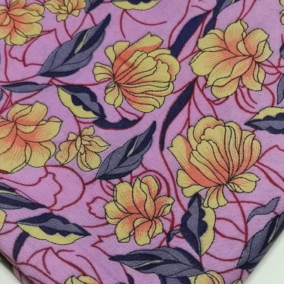 French Viscose (Woven) - Handrawn Flowers on Lilac