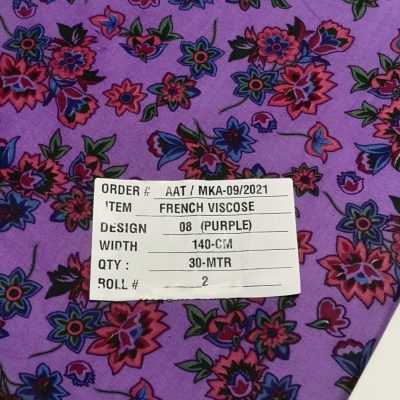 French Viscose - (Woven) - Purple & Red Floral