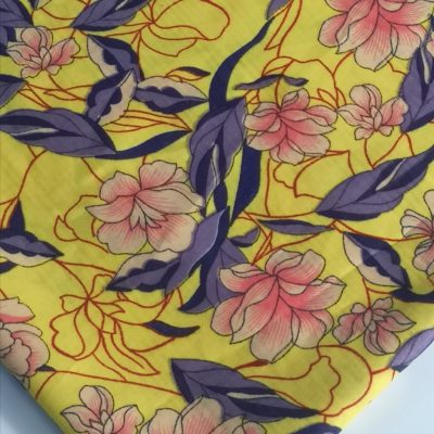 French Viscose (Woven) Yellow Floral Design