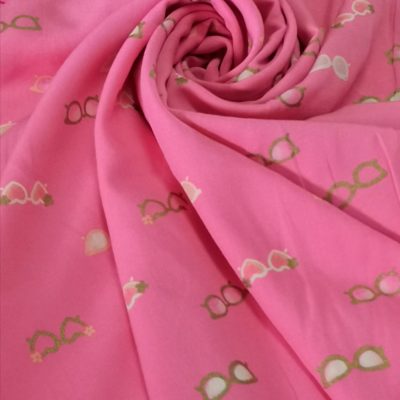 Cotton Viscose Woven (100% Cotton) Pink with Glitzy Sunglasses