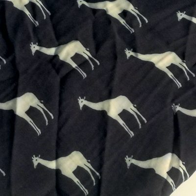 Cotton Viscose Woven - White Giraffes on Navy Blue