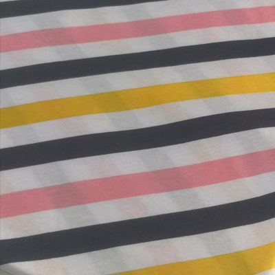 DESTASH - Cotton Knit - (90cm x 1m30) - Pink / Yellow/ Black & White Stripes