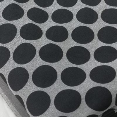 DESTASH -  Thick Ponti Roma Knit (1m x 1m10) - Grey Melange with Black Polkadots