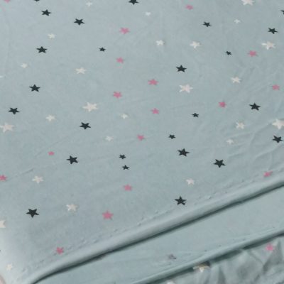 Cotton Lycra - (Soft knit) 4way Stretch - Imported Stars on Mint
