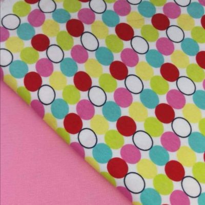 Combo - Cotton Knit - 1/2meter Colourful Circles + 1/2meter Pink
