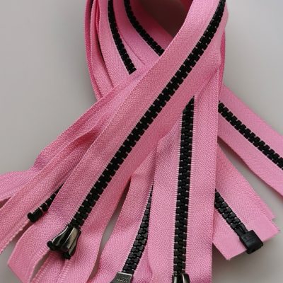 Zips - (YKK) 47cm Open End - Pink with Black Track
