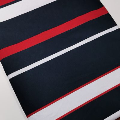 Sale - Cotton Lycra 220gms - Red / Navy / White Stripes