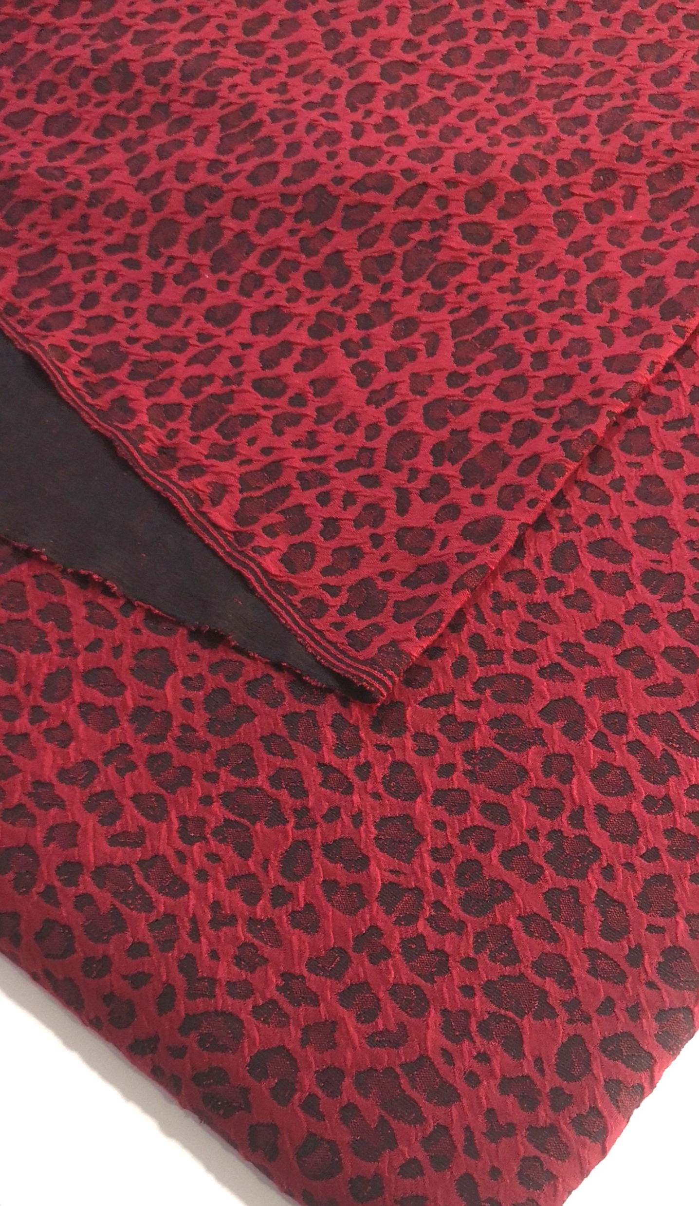 Deep Red Leopard Ponti Roma Stretch Jersey Knit – Deep Red Leopard Pattern Embossed ...