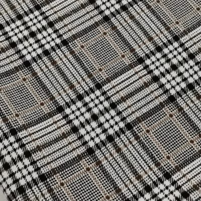 DESTASH - Jersey Knitted Ponti (90cm x 1m60wide) Tartan Beige & Black