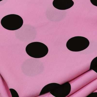 Cotton Woven Precuts (1meter x 1meter) Pink & Black Polkadots