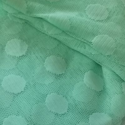 Tulle - Soft Mint Green Embossed Polkadots