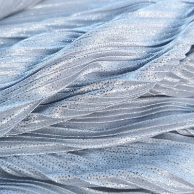 Dress Fabric - Wavy White Fabric with Silver Glitter