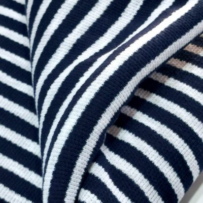 Jersey Knit - Navy Blue & White Stripes