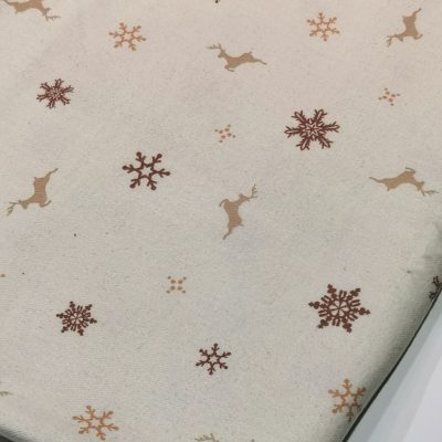 Christmas Flannel - Gold Reindeers & Stars on Natural Stone