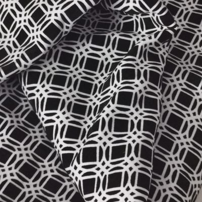 DESTASH - Jaquard Ponti Knit (Heavy Weight) - Black & White Seamless Squares in Circles Pattern