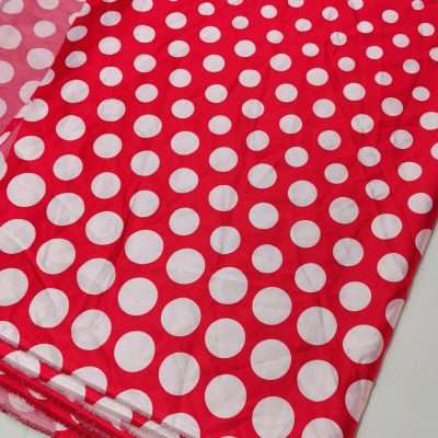DESTASH - Satin  (90cm x 1m40wide) - Red and White Sized Polkadots