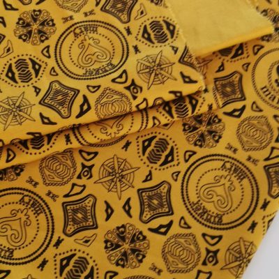 DESTASH - - 2meter Piece - Ponti Jaquard Knit - Printed Mustard