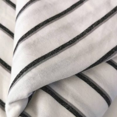 *SALE* - Cotton Knit Jersey - Double Grey Shade Stripes on White
