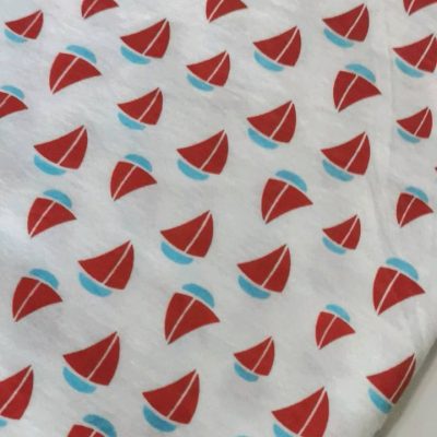 Panels (50cm x 50cm) Cotton Knit - Red Sail Boats