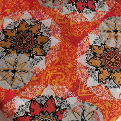 DESTASH - Chiffon (Woven) - Printed Retro Flowers and Hearts