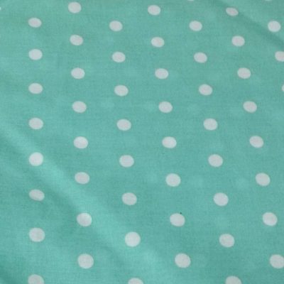 DESTASH - 100% Cotton Woven (1m x 1m14wide) - White Polkadots on Mint Green