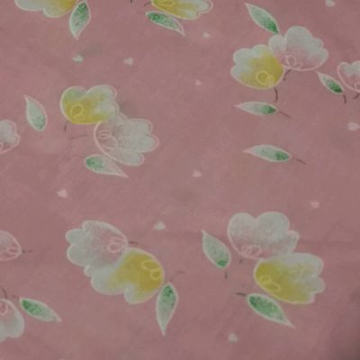 DESTASH - 100% Cotton Woven (1m x 1meter) Yellow Flowers on Pink