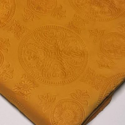 DESTASH - Scuba Jaquard Knit (1m50 x 1m60wide) - Mustard Embossed Design