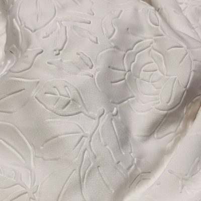 DESTASH - Scuba (2meters x 1m30wide) White Embossed Flowers