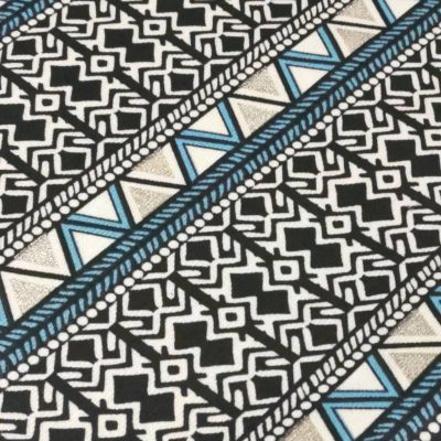 DESTASH - Ponti Knit (1m50 x 1m50wide) - Turquoise & Silver Aztec Design